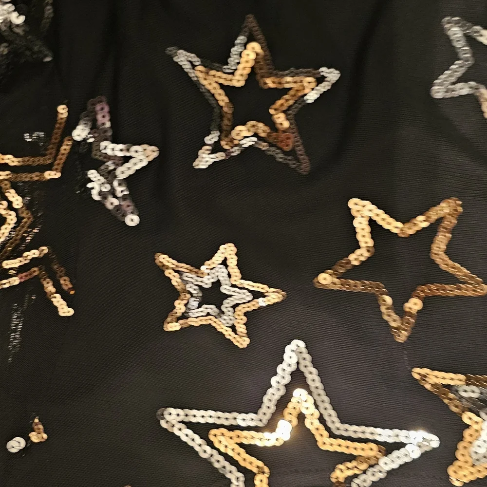 Vince Camuto NWT Black Sequin Star Mesh Dress 8 - Picture 7 of 8